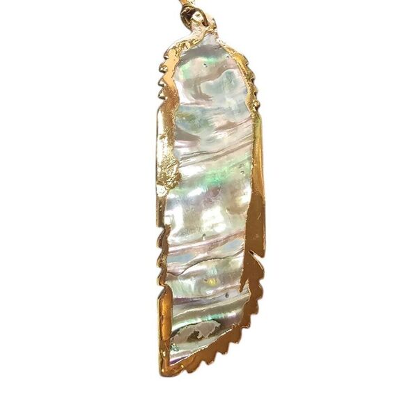 Abalone Feather with Star Chain Necklace Gold - Picture 5 of 6